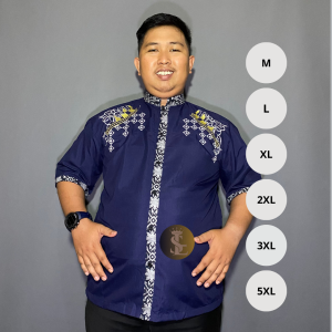 Baju Koko Pria Kemeja Muslim Fashion Lengan Pendek Kerah Mandarin Kapas M-5XL