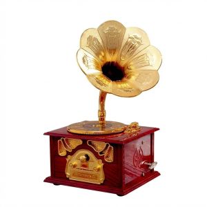 YUDESHUI Phong cách cổ điển Hộp nhạc gramophone Thiết kế theo phong cách châu Âu có ngăn Hộp nhạc xoay tay Sáng tạo Trắng Nâu Hộp nhạc cổ điển Trang trí nhà cửa