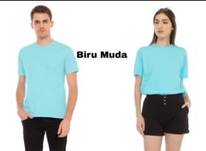 Kaos oblong Polos Biru Muda ( Bahan semi katun combed 24s )  - Kaos POLOS  Biru Muda LENGAN PENDEK- Kaos Polos Pendek biru turquise KATUN