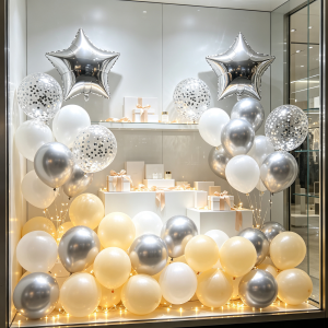 47-piece balloon set silver-themed balloons with star-shaped foil perfect for patio hangouts anniversary celebrations birthday parties engagement decorations and party balloon decor.