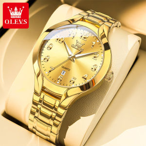 OLEVS watch for men original waterproof fashioni round dial luminous calendar gold watch relo for men