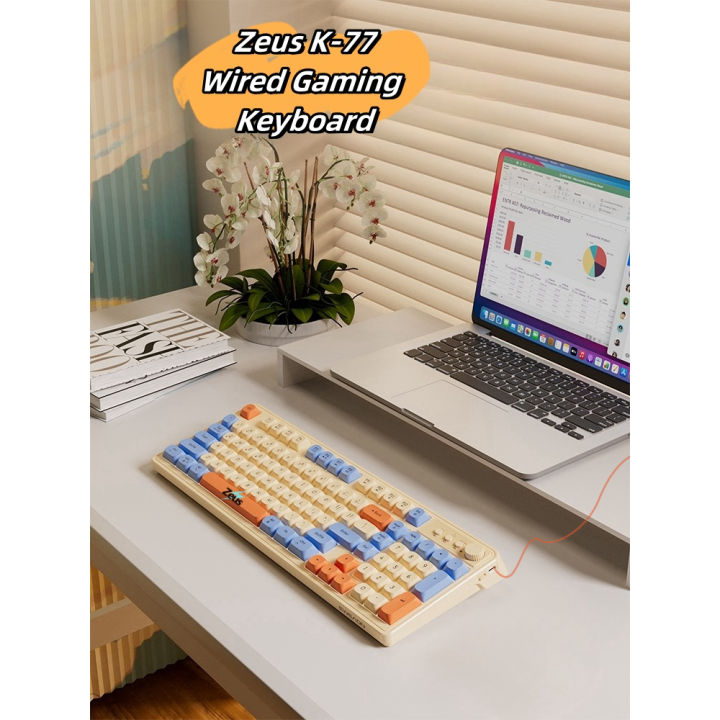 Wired Gaming Keyboard Multi Colors Mixing 98 Keys USB Mechanical Feel ...
