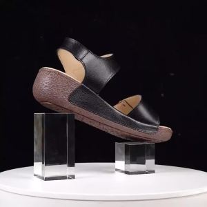 Leather Soft Sole Adhesive Tape Anti Slip Wedge Sandals for Women Summer Korean Versatile Comfortable Casual Sandals