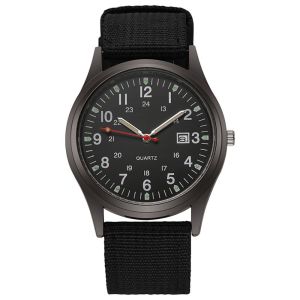 DISTILLATIONSTORE82RE9 Calendar Canvas Mens Watch Canvas Band Date Display Sports Quartz Watch Fashion Quartz Movement Casual Fashion Watch For Men