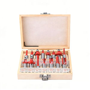 15Pcs Woodworking Router Bits Set 1/4 Inch Shank Carbide Milling Cutter with Wooden Case