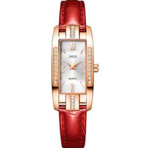 Lexier Jam Tangan Wanita Diamond Permata Kasual Import Strap Kulit Premium Dial Persegi Panjang Stainless Steel Titanium Quartz Analog Style Korea Trendy Kekinian Desain Mewah Simple Elegan Bercahaya Aksesois Arloji Woman Watches -JW10