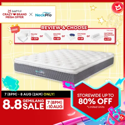 NeckPro Glacier Plus IV Pocket Spring Mattress | 12 Inches (30cm) | 2.2mm Hexa-Coil™ | Natural Latex + Moira-Foam™ Pillow-Top | Extreme Cool 6X Fabric | Sanitized® Protection | Vacuum-Compressed Pack