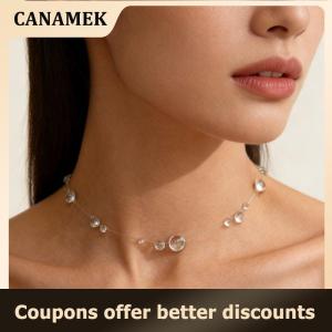 【 CANAMEK 】 Handmade Water Drop Necklace Clear Resin Dewdrop Pendant Trendy Dripped Jewelry for Romantic Date or Wedding Outfit