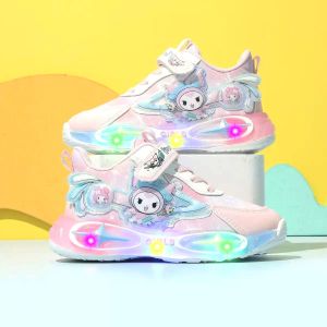 Kids Shoes Elsa frozen Flash LED Light Shoes Elsa Girls Light Up Princess Shoes Lampu Kasut Budak Perempuan