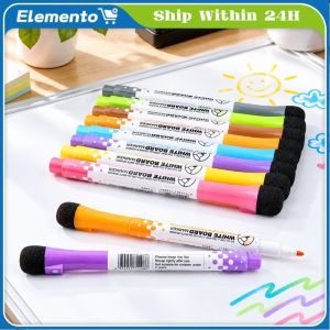 8Color Whiteboard Marker Magnetic Dry Erase Whiteboard Markers with Eraser Cap Fine Tip Low Odor Non-Toxic Bright Color Easy Wipe for Office Classroom Home