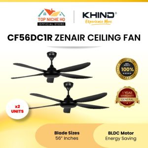 [2 Units] Khind CF56DC1R ZenAir 56" Ceiling Fan Matte Black Kipas Siling Rumah Bilik