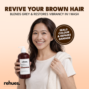 Rehues Colour Shampoo (Brown) for Dyed Brown Hair & White Root Blending | Natural Refresh | 500ml SG