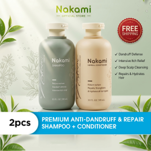 NAKAMI Premium Anti-Dandruff & Repair Shampoo 300ml + Conditioner 300ml Set