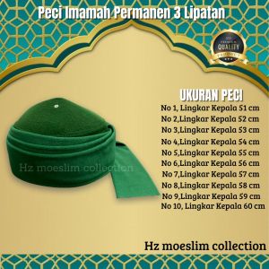 Kopiah Imamah Premium 3 Lipatan Pria dan Dewasa - Nyaman & Tahan Lama - Warna Beragam