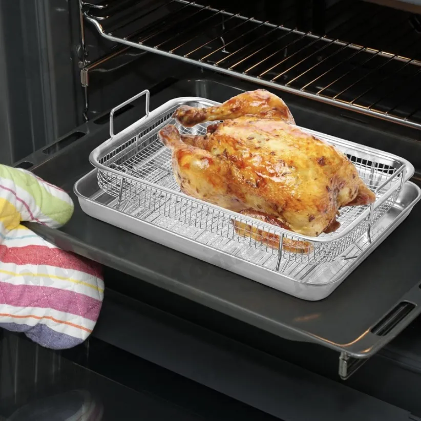 2pcs set Stainless steel oil filter basket with tray drain basket