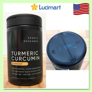 Viên uống tinh bột nghệ Turmeric Curcumin 500mg C3 Complex Sports Research hũ 60 viên / 120 viên [Hàng Mỹ]