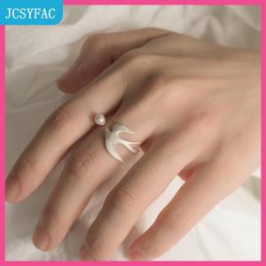 JCSYFAC Phụ Nữ Tối Giản Bay Chim Ngọc Trai Mở Vòng Có Thể Điều Chỉnh Kích Thước Sáng Tạo Thiết Kế Trang Sức Thời Trang Cho Các Sự Kiện