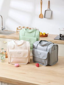 Stylish Insulated Lunch Bag Soft PU Leather Reusable Waterproof Lunch Box Organizers for Work School and Travel