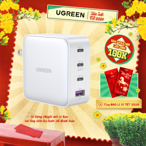 Củ sạc máy tính / điện thoại sạc nhanh UGREEN 100W CD226 Adapter Nexode| Công nghệ GaN| 4 cổng PD USB| Tương thích với Macbook Ipad Máy tính bảng iPhone 14 13 12 Series Xiaomi USB Type C...| Bảo hành 18 tháng