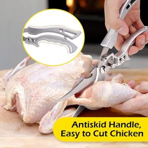Stainless Steel Poultry Shears Chicken Meat Cutting Chicken Bone Scissors Labor-saving for Barbecue