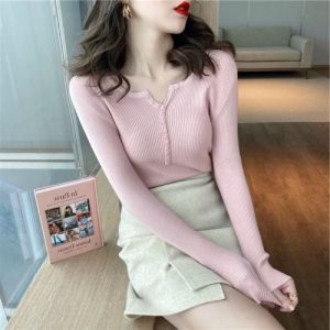 Ami Collection - T-shirt Crop Button / Atasan Knit Rajut Kancing / Crop Top Button / Rajut Top