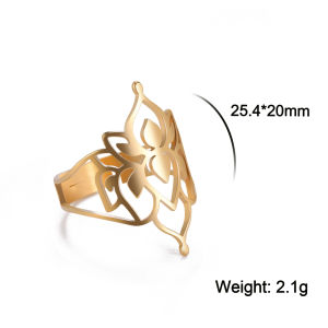 SKYRIM Womens Titanium Stainless Steel Gold Ring Lotus Design Ring Jewelry Rings for friends