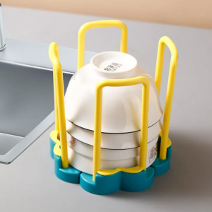 【SG Local】Telescopic Dish Rack Small Portable in Cupboard Kitchen Drain Bowl Rack Rotary Telescopic Bowl Rack Plastic Dish Storage Rack