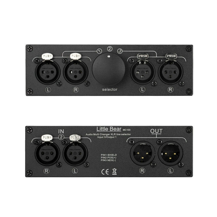 3(1)-IN-1(3)-OUT Portable 3-way XLR Balanced Stereo Audio Switcher ...