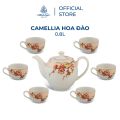 Bộ Ấm, Chén Trà Sứ Minh Long 0.8 L - Camellia - Hoa Đào. 