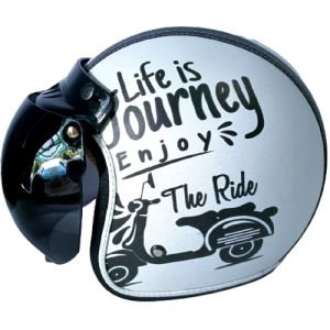 Helm Bogo Dewasa Full Leher Motif Vespa Putih - Kulit - Free Packing Kardus