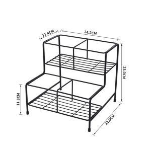 PRIMEPICKGLOBAL Black Syrup Bottle Display Stand Easy Installation Metal Coffee Syrup Rack Modern 4/6 Grids Spice Rack for Cabinet Cafe Countertop