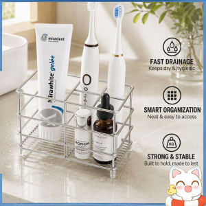 Stainless Steel Toothbrush Holder Drainage Bathroom Storage Rack Countertop Organizer Home Stand
