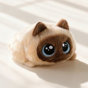 CHTM32 Round Cat Plush Doll Cartoon Big Eyes Black Cat Plush Toys 15cm Cat Stuffed Animal For Kids