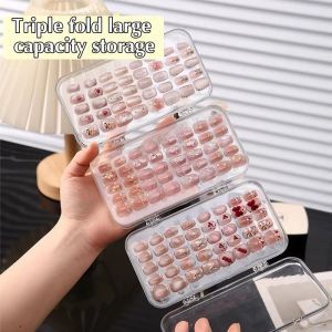 Hộp lưu trữ móng tay có thể gấp 3 trong suốt chống bụi hiển thị băng móng tay có thể nhìn thấy cho nghệ thuật móng tay