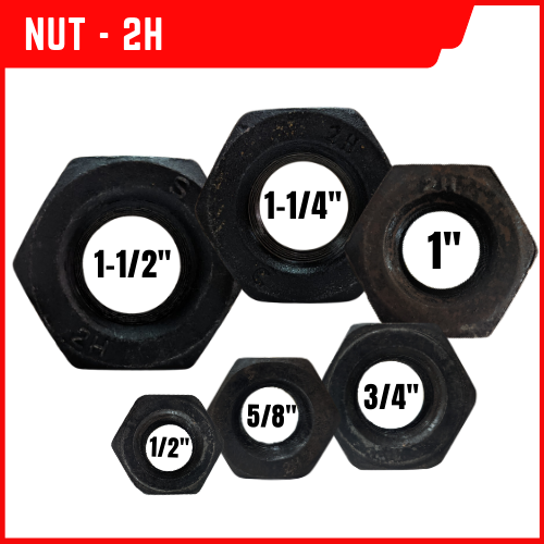 2pcs BI BLACK IRON HEXAGONAL NUT GRADE 2H (AVAILABLE SIZES : 3/4", 5/8