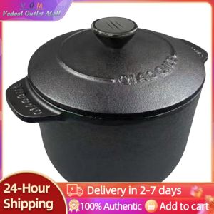 Heavy Duty Cast Iron Rice Casserole Pot Deepened Design for Perfect Rice and Stews in Kitchen Black Finish