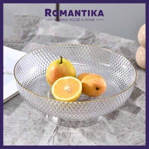 Romantika Luxury Nordic 2 in 1 Plastic Colander Storage Tray Fruit Plate Snacks Bowl Nut Dish Creative Round High Foot Serving Storage Tray
