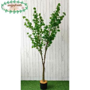 Tanaman Hias Artificial Daun Semanggi T170 Latex Pot Dasar Hitam Plastik Hiasan Sudut Cafe