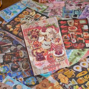 BELLETEN 45 Sheets Die Cut Stickers Book DIY PET Scrapbook Sticker Decorative Retro Cartoon Style Decorative Stickers Stationery Supplies