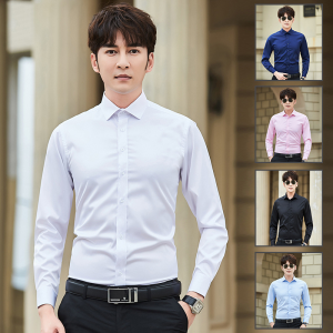 Men Shirt Long Sleeve Shirt Plus Size Business Formal Polo Shirt Men