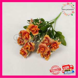 Bunga Mini Rose Panca Warna Cabang 5 Bunga Mawar Mini - bunga Imitasi kain artificial untuk dekorasi pelaminan atau dekorasi wedding dekorasi cafe dekorasi rumah dan dekorasi kamar Import premium termurah artifisial palsu kain