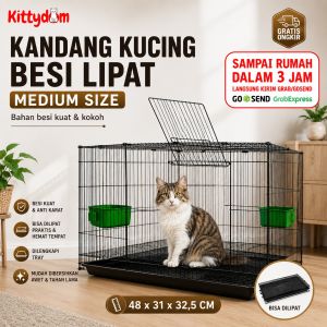 KITTYDOM Kandang Kucing Lipat Besi Sangkar Fullset Rumah Kucing Anjing Hamster Sugar Glider Kelinci Musang Landak Mini Kandang Portable Free 2 Cepuk Tatakan Eco Cage Pet Cage Cat Cage Puppy Kitten