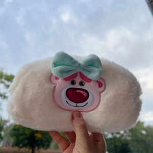 Kotak Pensil Bulu Lembut Tempat Penyimpanan Alat Tulis Pouch Pencil Case Dua Sisi Karakter Lotso Alien Lucu