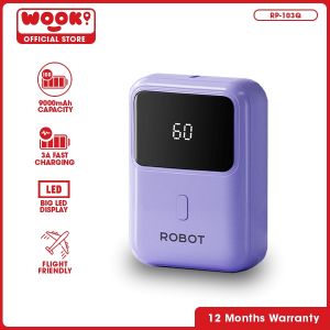 ROBOT RP-103Q 9000mAh Portable Mini Powerbank 15W 2 Input 2 Output Flight Safe LED Display 3A QC - 12 Months Warranty