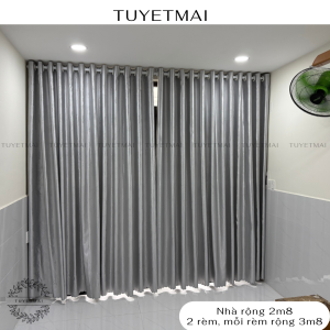 TM26 - Rèm cửa đẹp treo cửa chính ngăn phòng - Màu trắng xám
