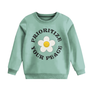 Sweater Crewneck Motif Anak Laki-Laki Perempuan Warna Mint | Prioritize Your Peace
