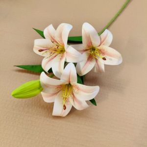 FLYING 1 Bundle with 3pcs Flowers and 1pc Bud Artificial Lily Flower 7 Colors 70cm Simulation Flowers Lily High Qualty Valentines Day Gift Home Decoration
