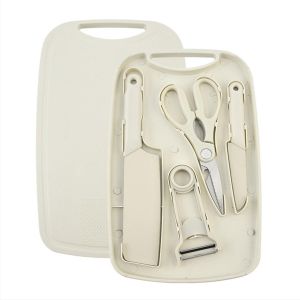 BakufuKnife Kitchen Knife set ชุดเซ็ตทำครัว 5ชิ้น เขียง มีดใหญ่ มีดเล็ก กรรไกร ที่ปอกเปลือก เซ็ทมีดพกพาสะดวก