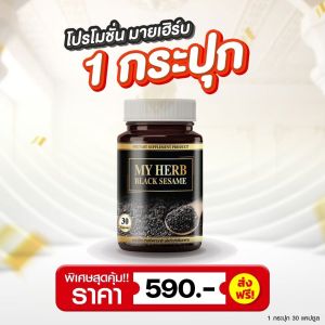 เซซามินงาดำ My Herb Black Sesame ส่งฟรี บรรจุ30แคปซูล 1เม็ดงาดำ499mg ต้าน มะเร็ง ปวดเข่า ข้อ กระดูกเสื่อม