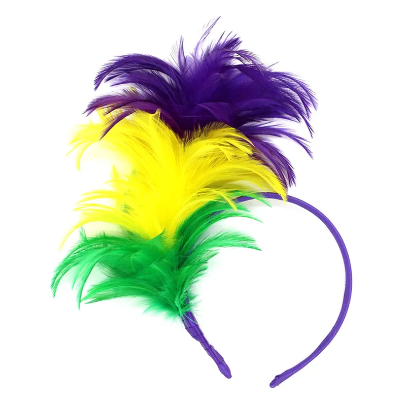 Colorful Mardi Gras Feather Headband Flapper Headpiece Adult Party